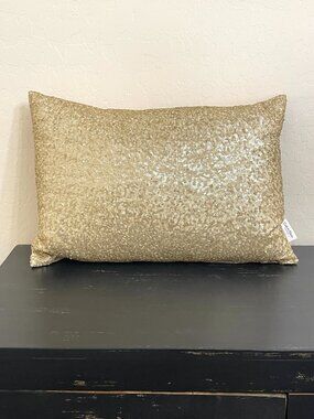 Calvin Klein Home Sequin Velour Pillow Champagne Light Gold Rectangle